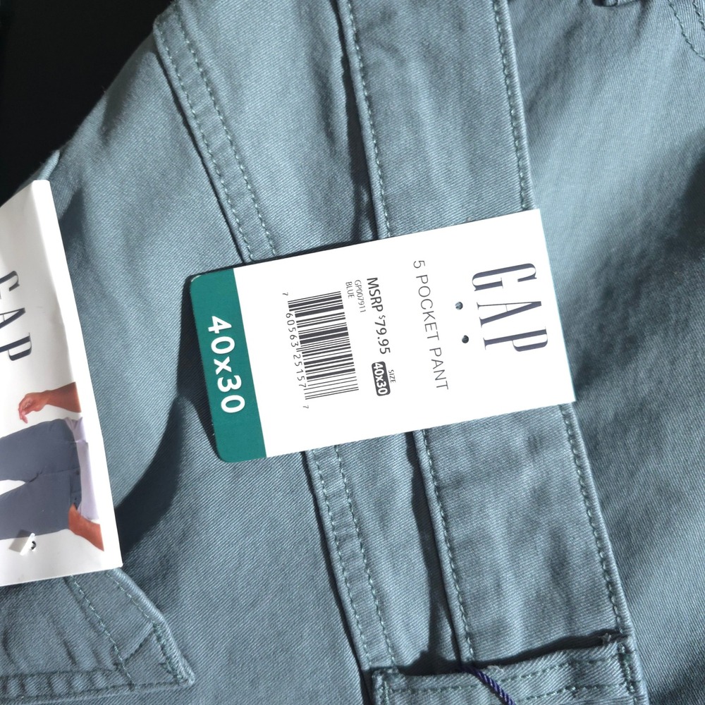 GAP 5 Pocket Pant Mens 40x30 Blue Slim Fit Stretch Twill GP007911 Cotton Casual - Picture 9 of 12